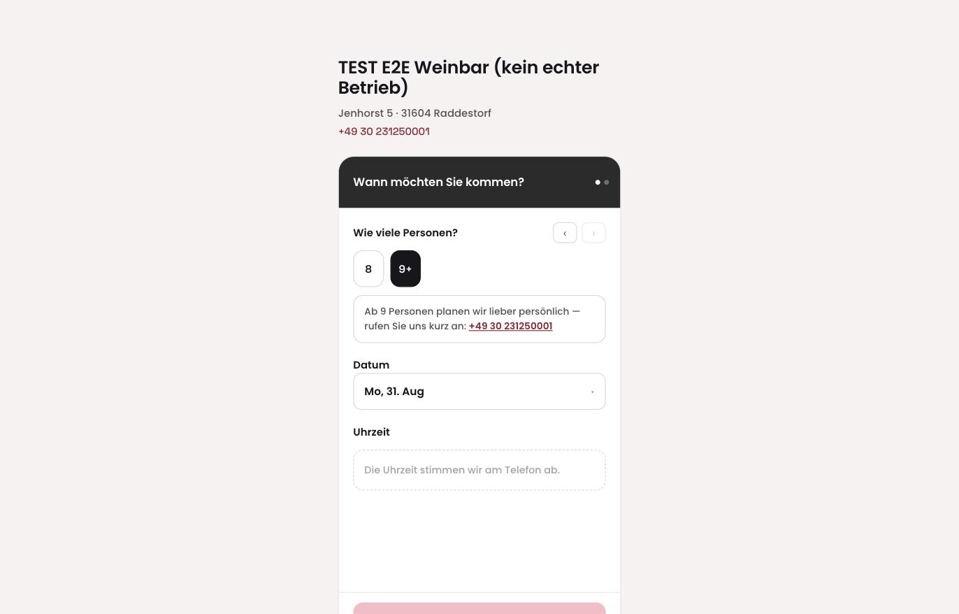 Große Gruppen bekommen keinen Fehler, sondern eine Einladung zum Anruf