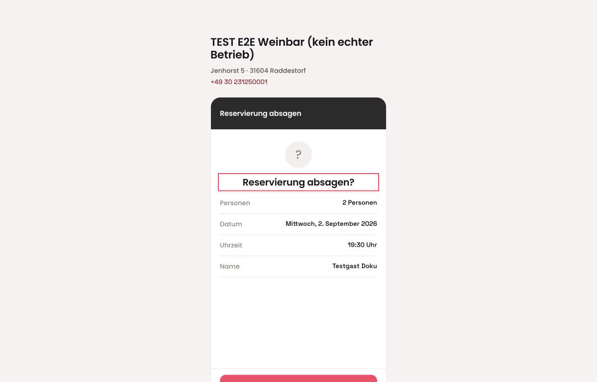Der Absagelink fragt noch einmal nach